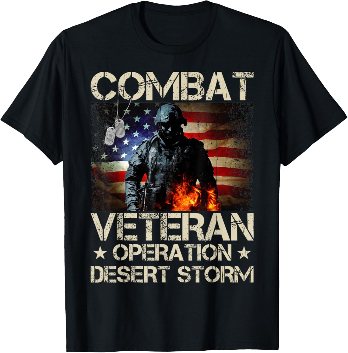 A Veteran USA Flag Combat Operation Desert Storm T-Shirt - T-Shirt | Black