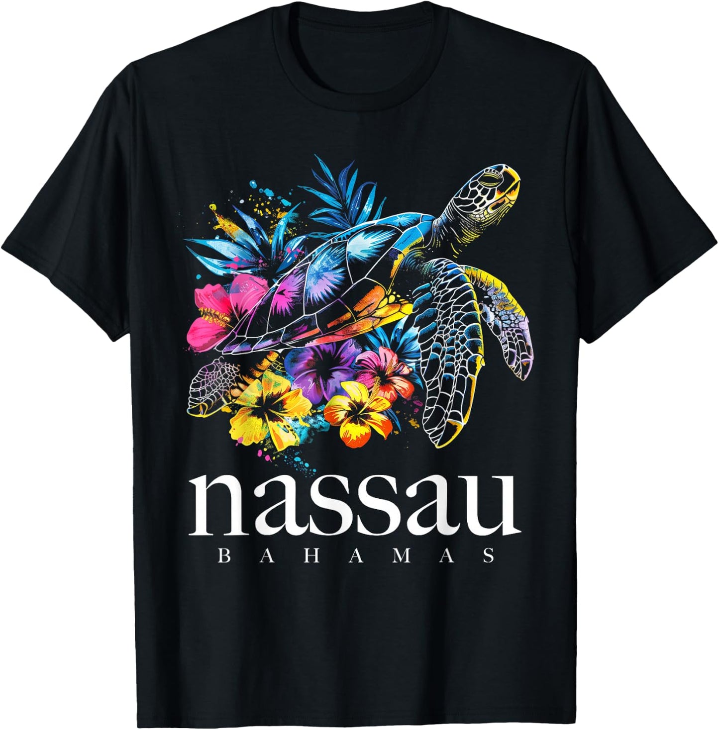 Nassau Bahamas Sea Turtle Diving Surfer Souvenir T-Shirt - T-Shirt | Black