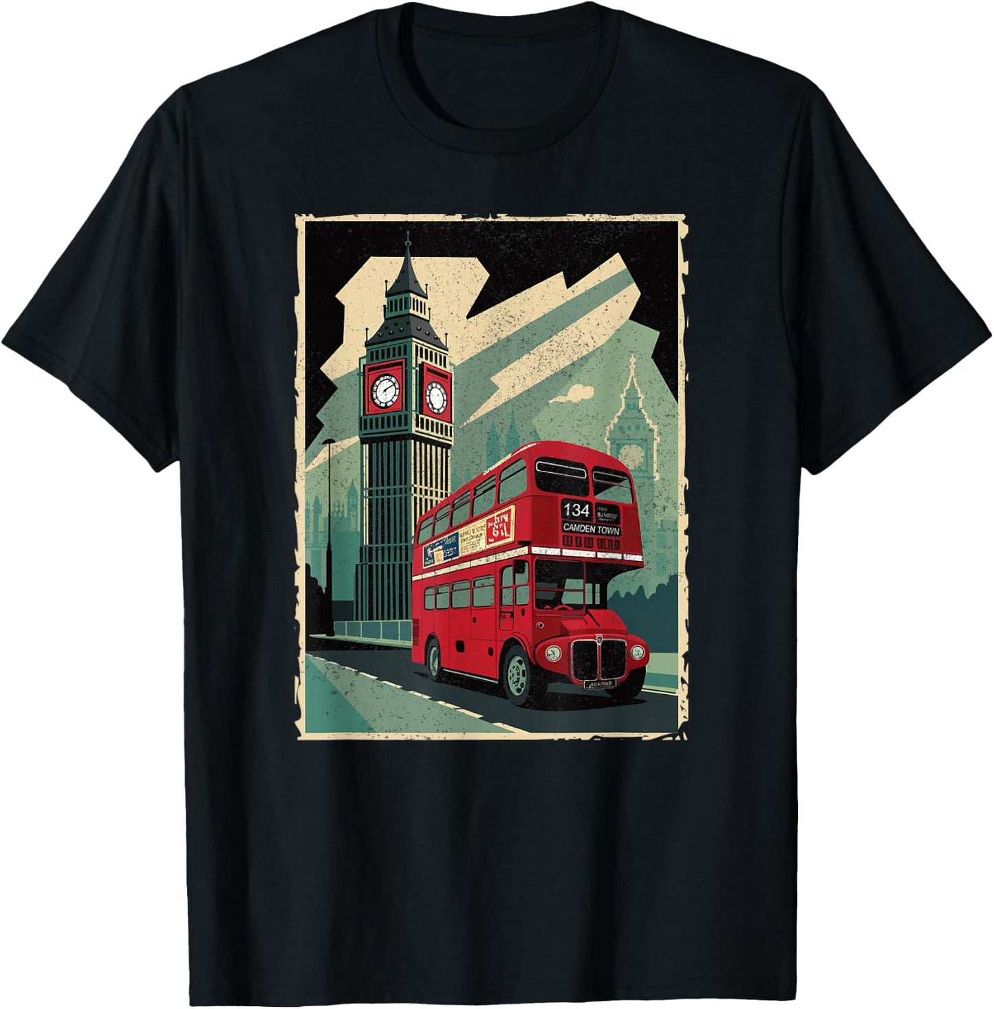 Vintage Travel Posters London Double-Decker Bus T-Shirt - T-Shirt | Black