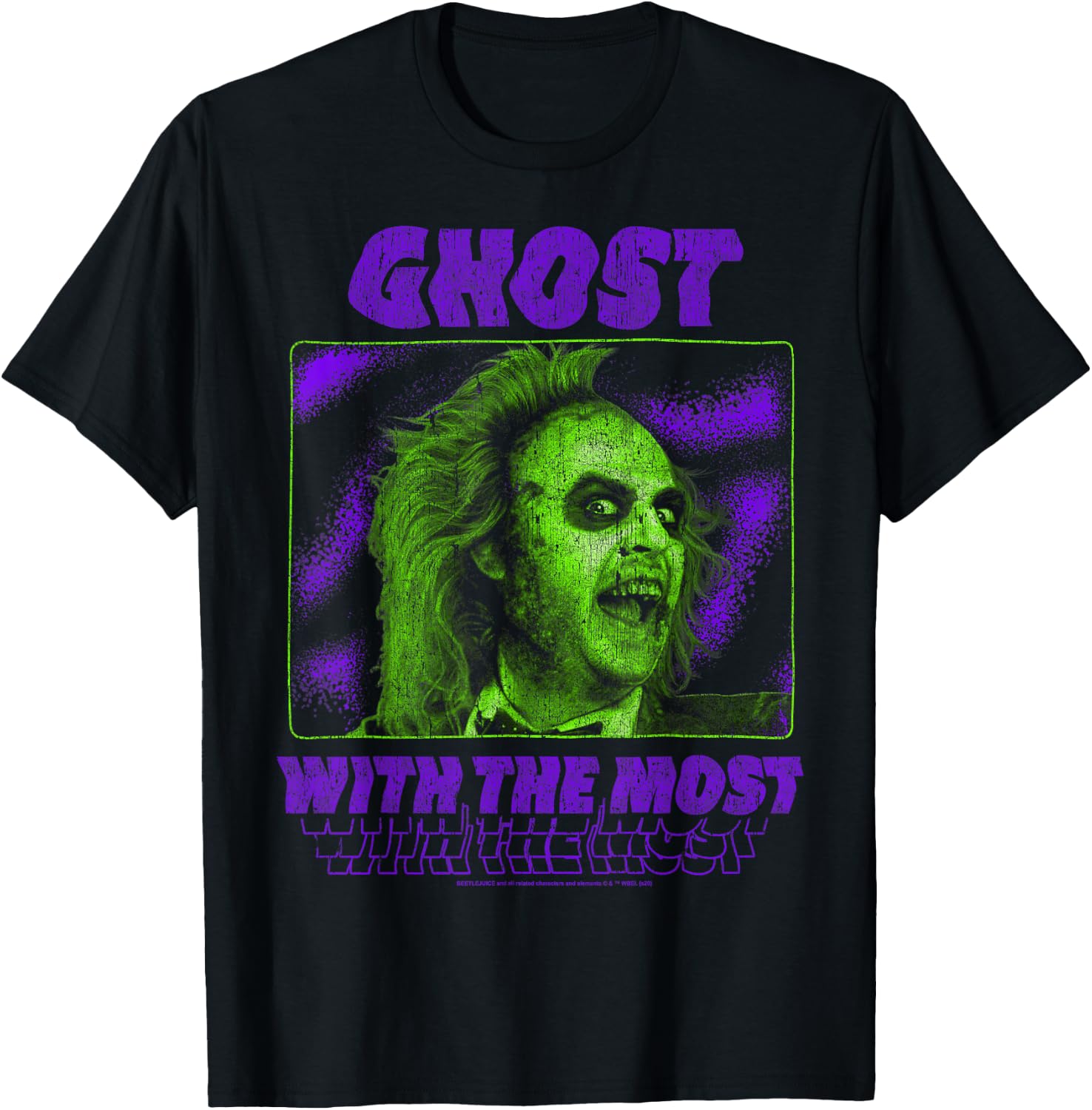Beetlejuice Ghost With The Most Neon Poster T-Shirt - T-Shirt | Black