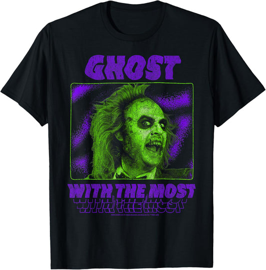 Beetlejuice Ghost With The Most Neon Poster T-Shirt - T-Shirt | Black