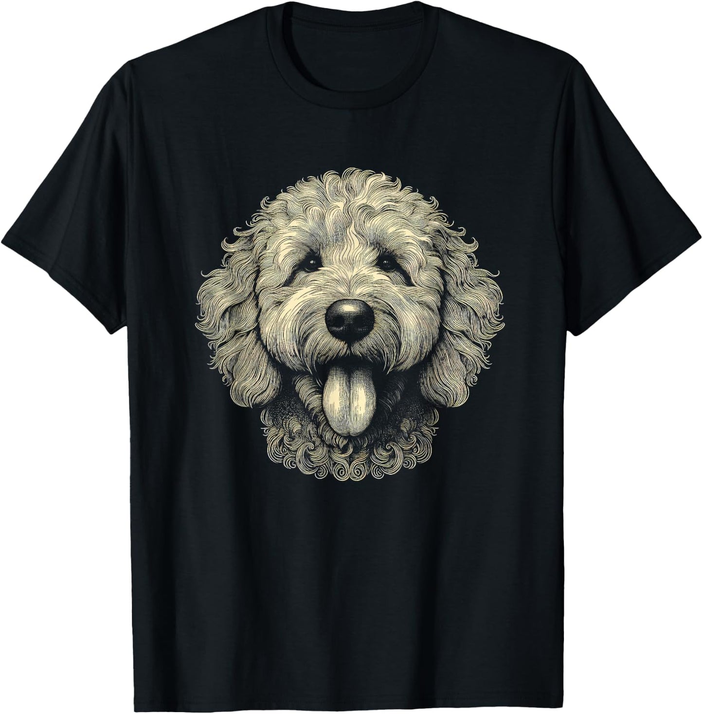 Goldendoodle Dog Face Art Design T-Shirt - T-Shirt | Black