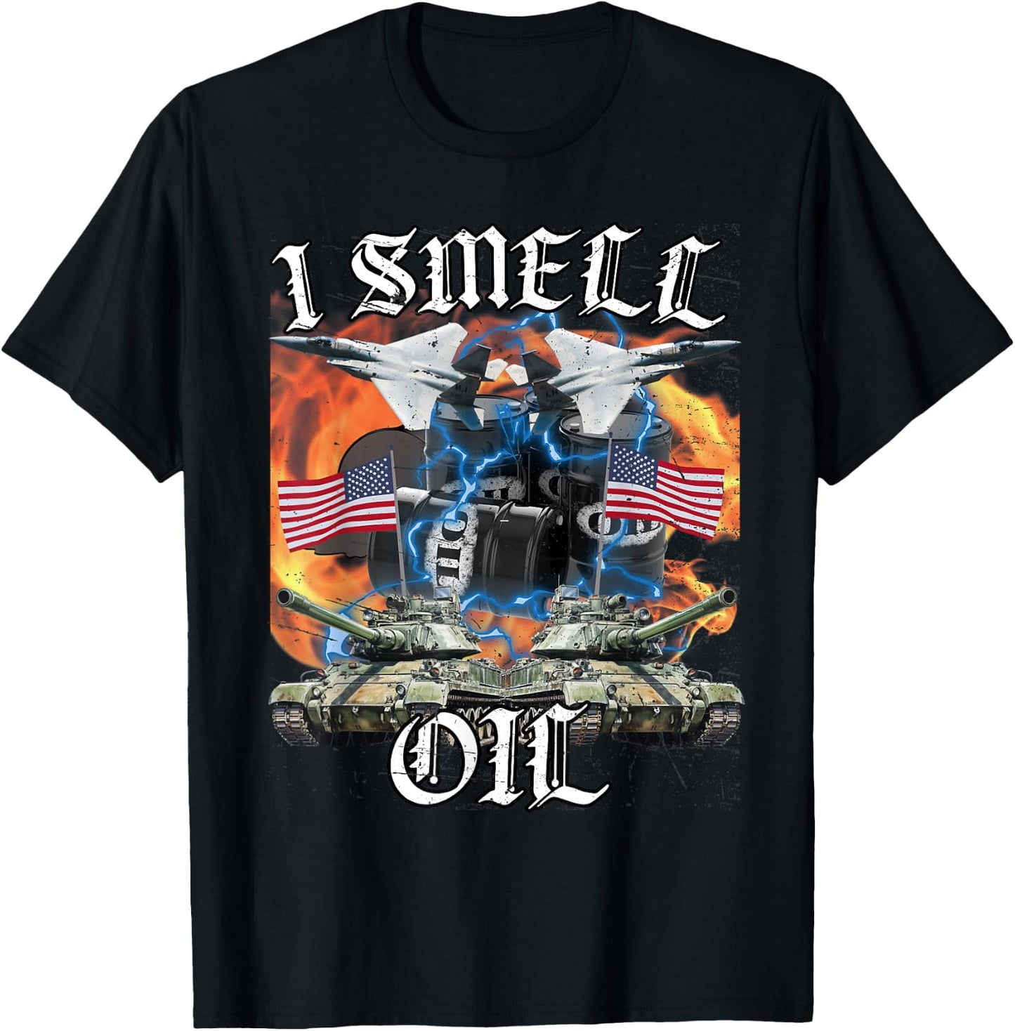 I Smell Oil Funny America Wants Oil Meme Patriotic T-Shirt - T-Shirt | Black