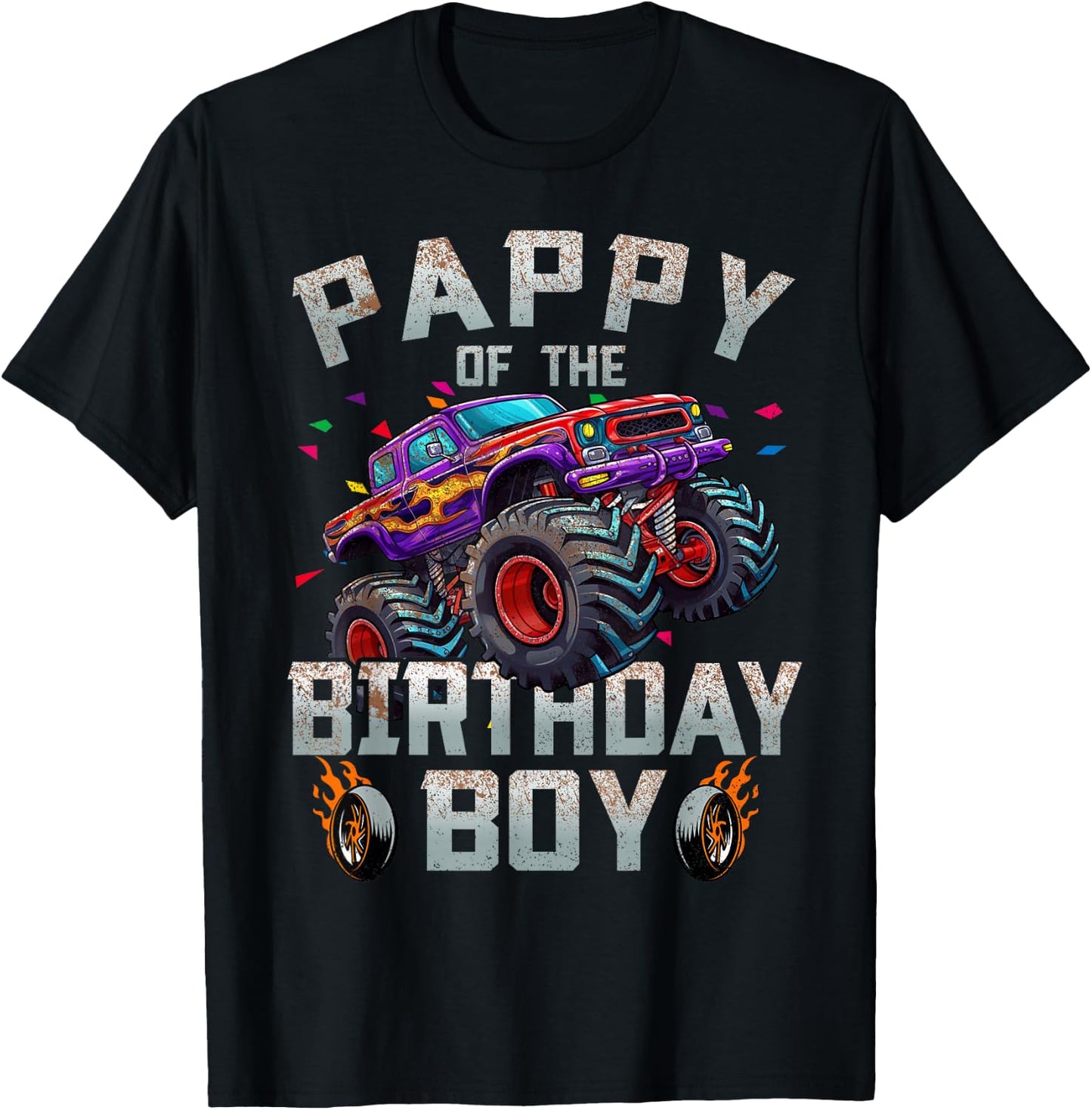 Pappy Of The Birthday Boy Monster Truck Family T-Shirt - T-Shirt | Black