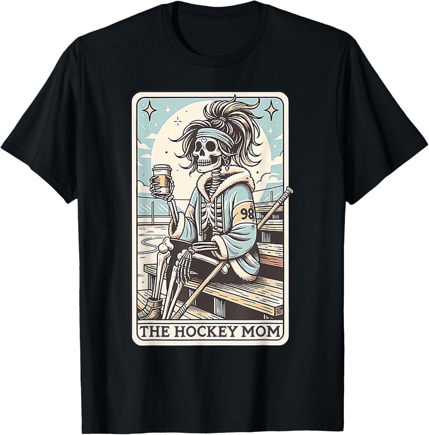 Hockey Mom Funny Skeleton Card T-Shirt - T-Shirt | Black