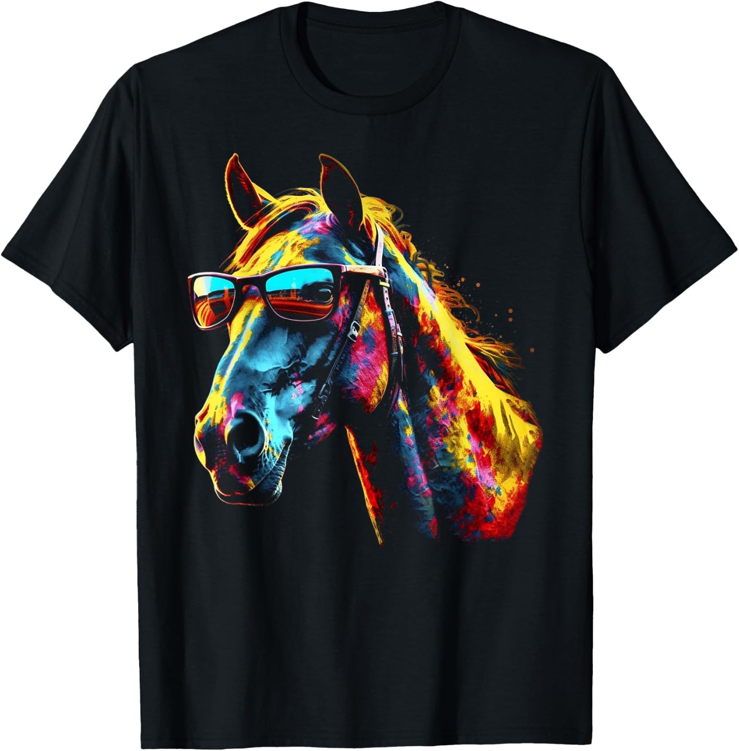 Horse Artwork Colourful Sunglasses - Animal Horse T-Shirt - T-Shirt | Black
