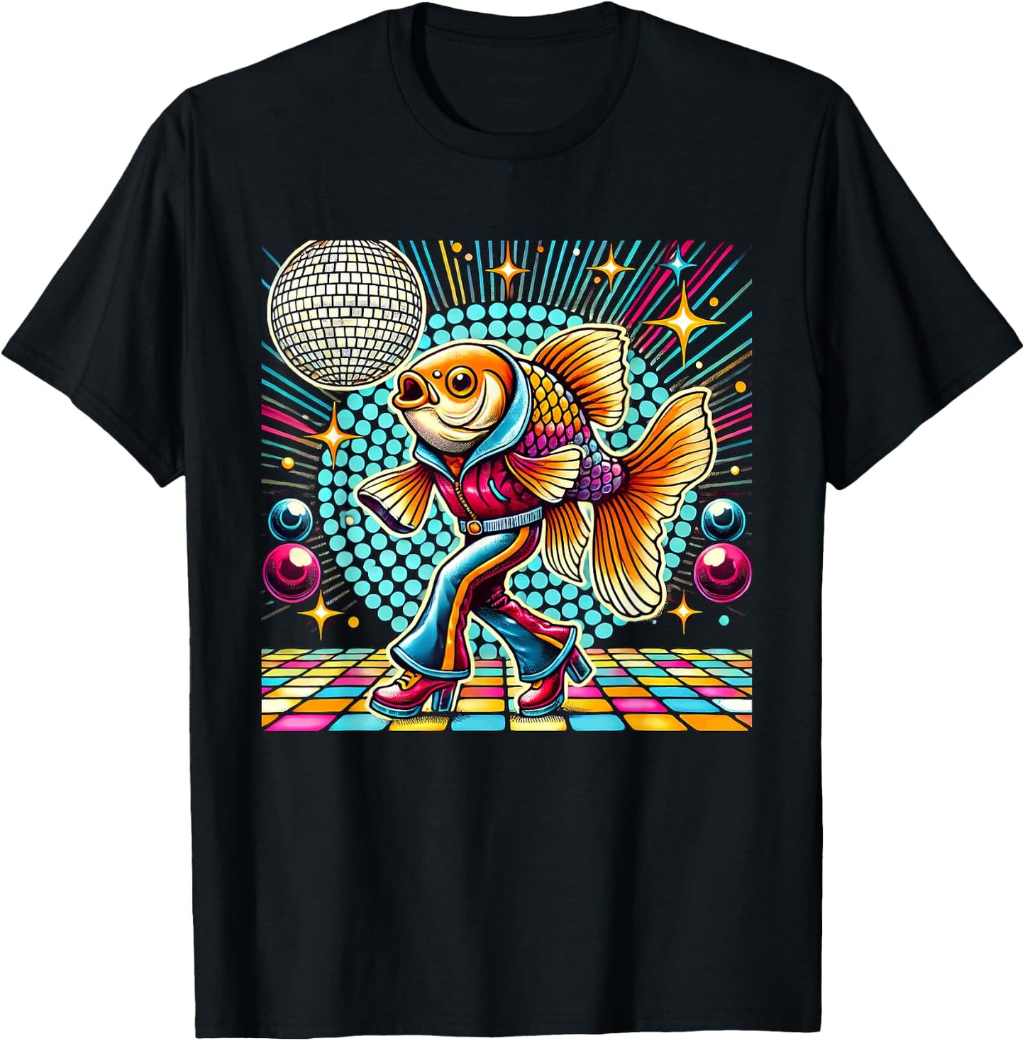 Aesthetic Fish Disco T-Shirt - T-Shirt | Black