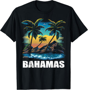 Retro Bahamas Sunset Vintage Vacation Souvenir T-Shirt - T-Shirt | Black