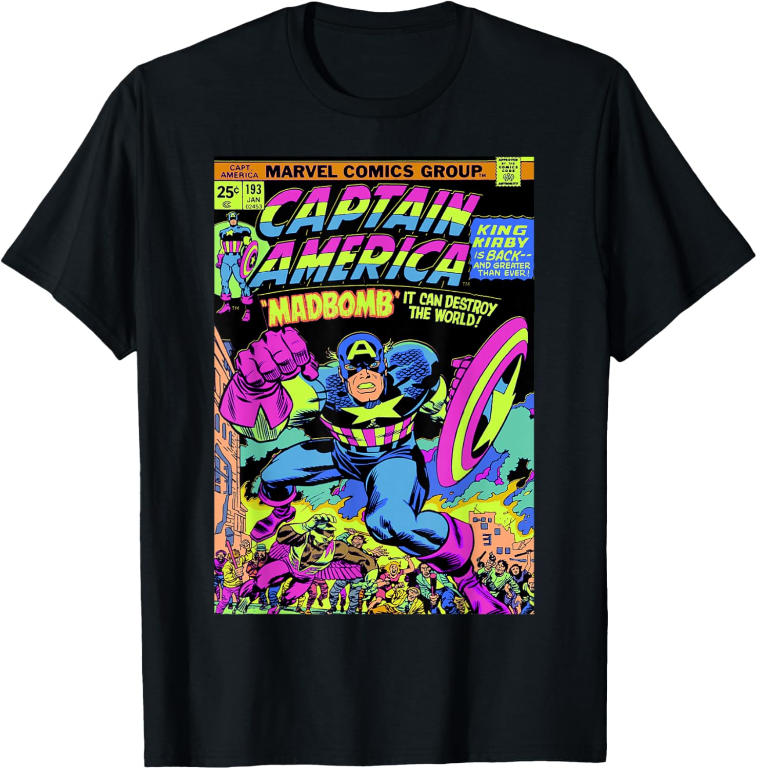 Marvel Captain America Comic Neon Graphic T-Shirt - T-Shirt | Black