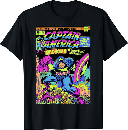 Marvel Captain America Comic Neon Graphic T-Shirt - T-Shirt | Black