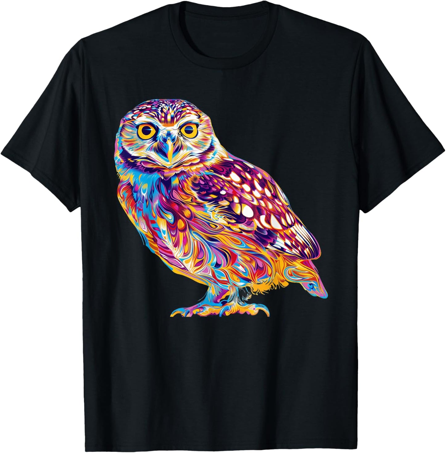 Burrowing Owl Psychedelic T-Shirt - T-Shirt | Black