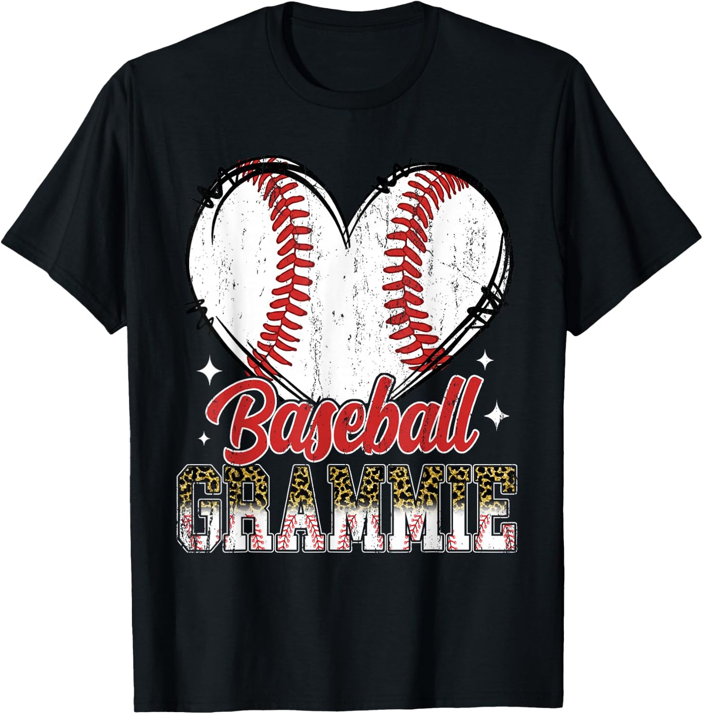Baseball Grammie Heart Baseball Player Lover T-Shirt - T-Shirt | Black