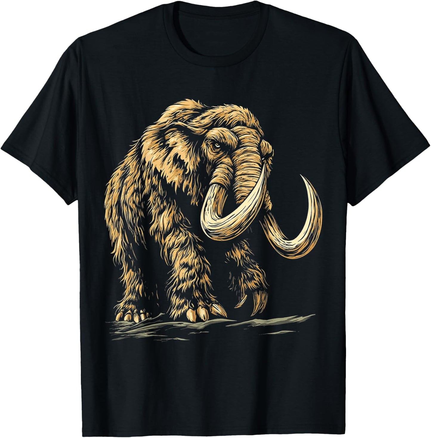 Mammoth Mythical Motif Fantasy Artwork Mammoth T-Shirt - T-Shirt | Black