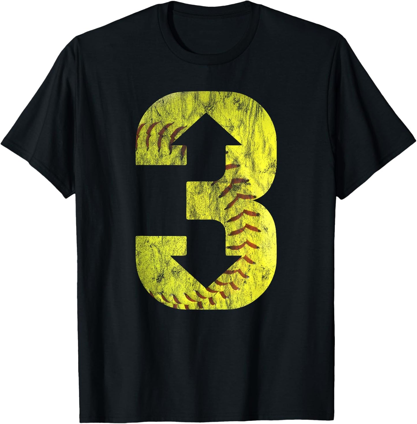 3 Up 3 Down | Three Up Three Down Softball Distressed T-Shirt - T-Shirt | Black