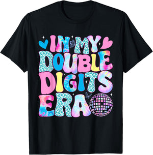 In My Double Digits Era Retro 10 Year Old 10th Birthday Girl T-Shirt - T-Shirt | Black