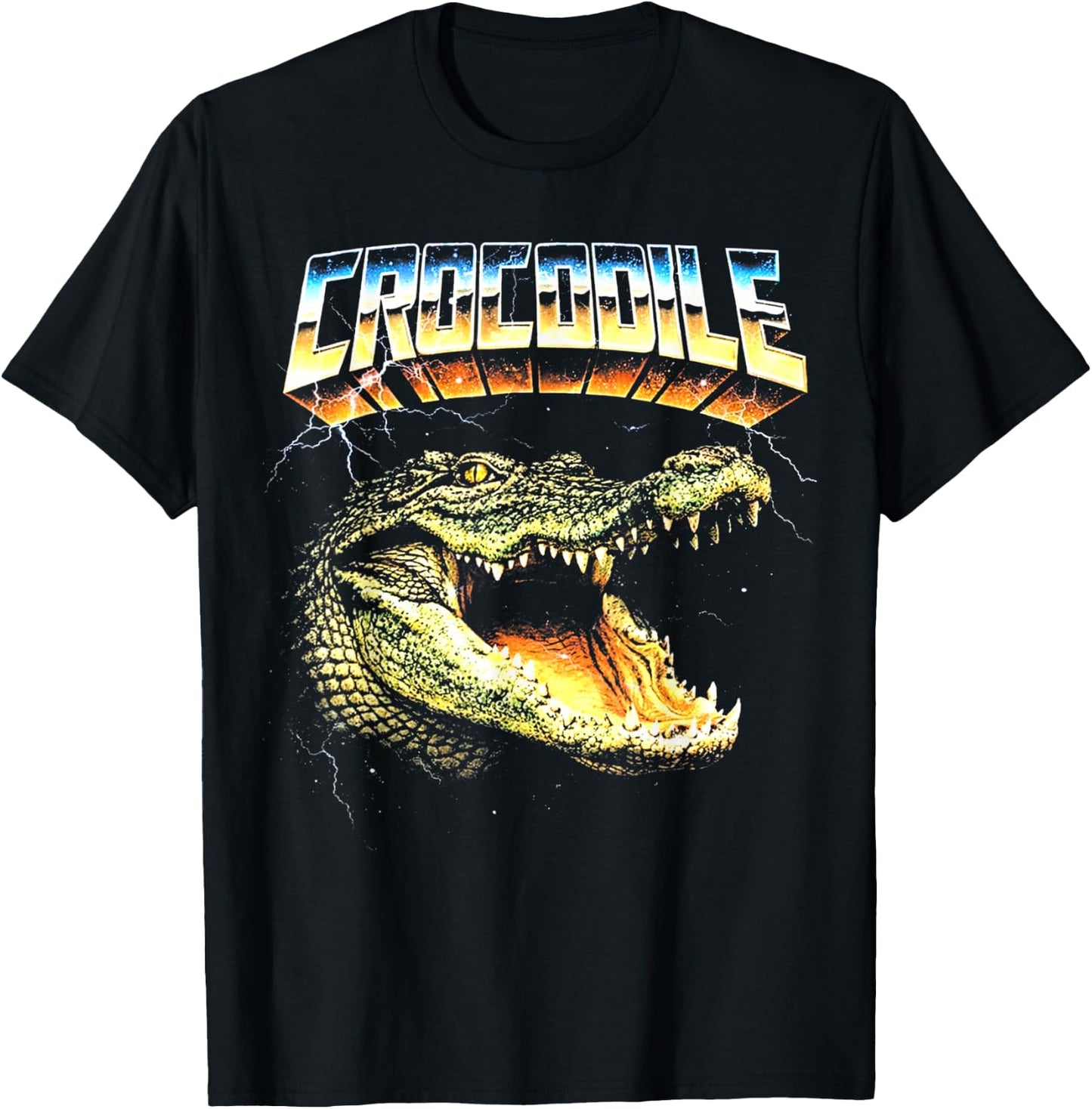 Crocodile Heavy Metal 80s Animal Rock Music Concert T-Shirt - T-Shirt | Black