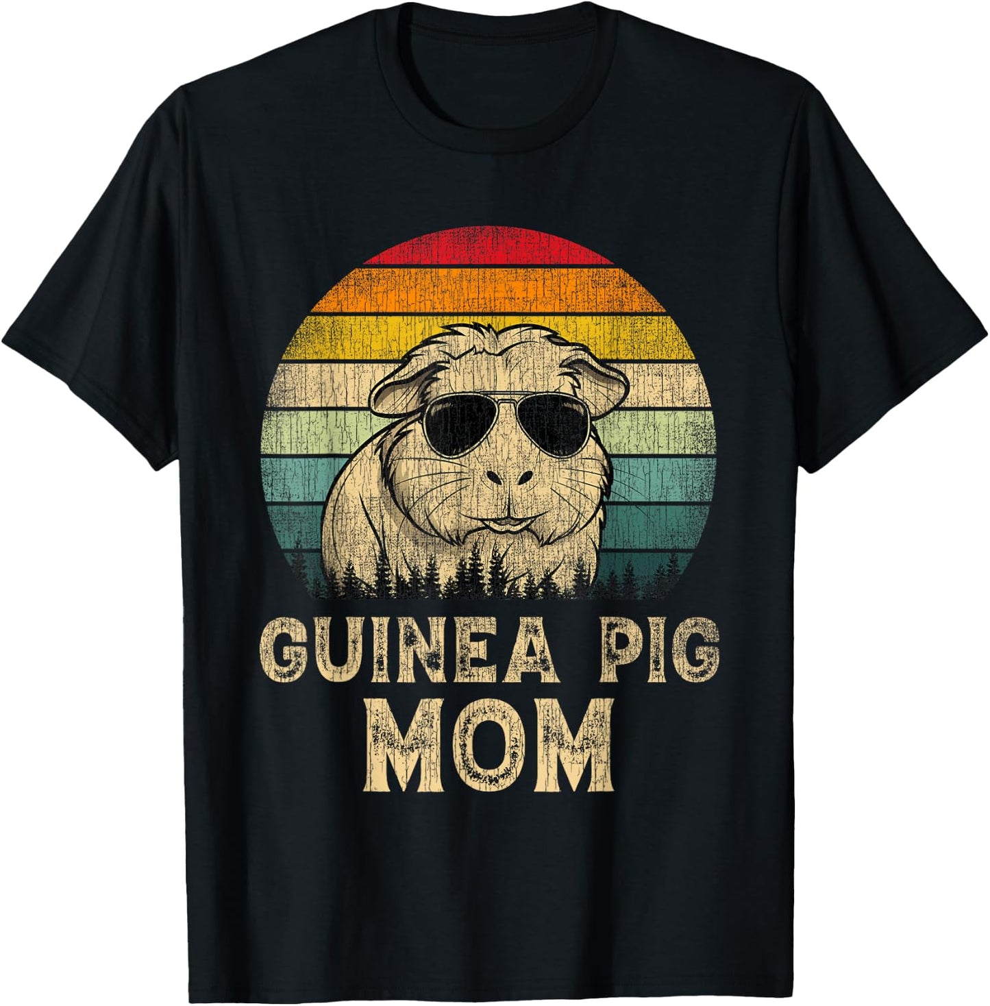 Vintage Guinea Pig Mom Guinea Pig Lovers Mommy Mother's Day T-Shirt - T-Shirt | Black