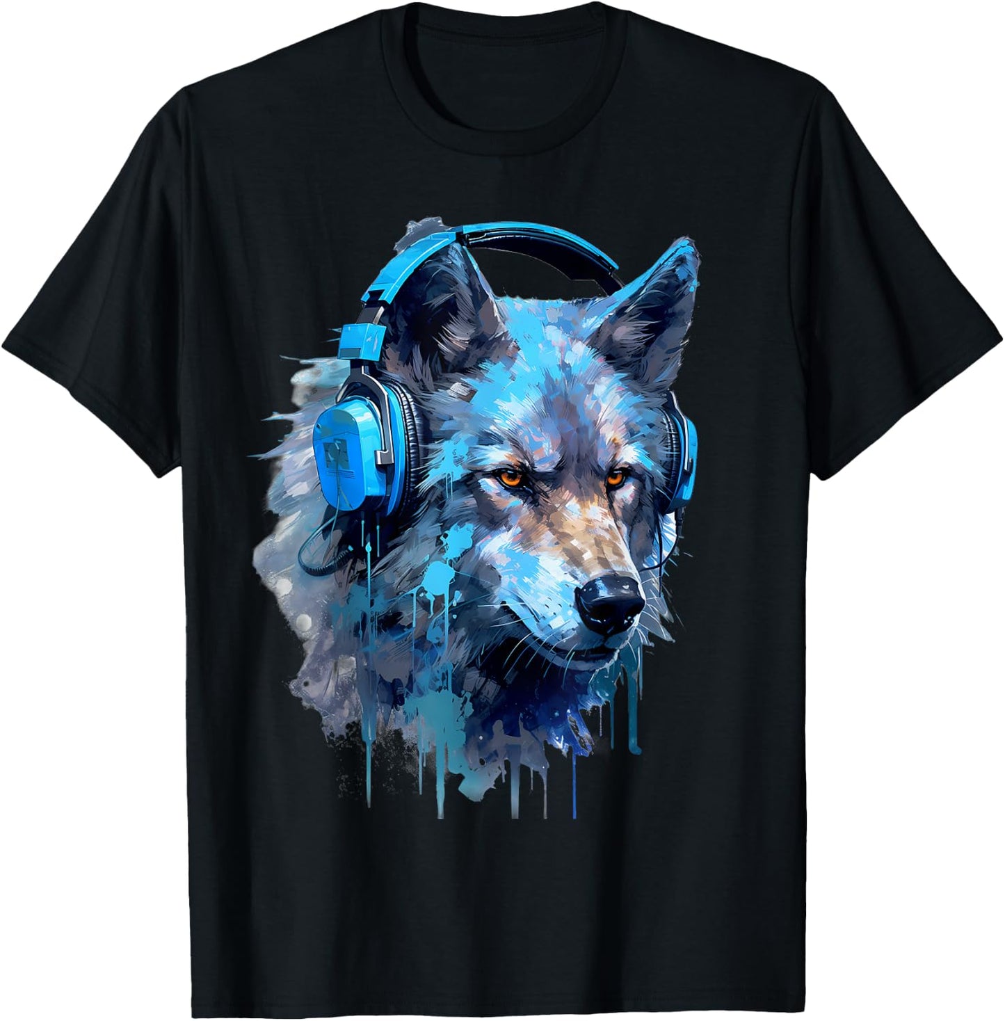 Rave EDM Wolf Headphone T-Shirt - T-Shirt | Black