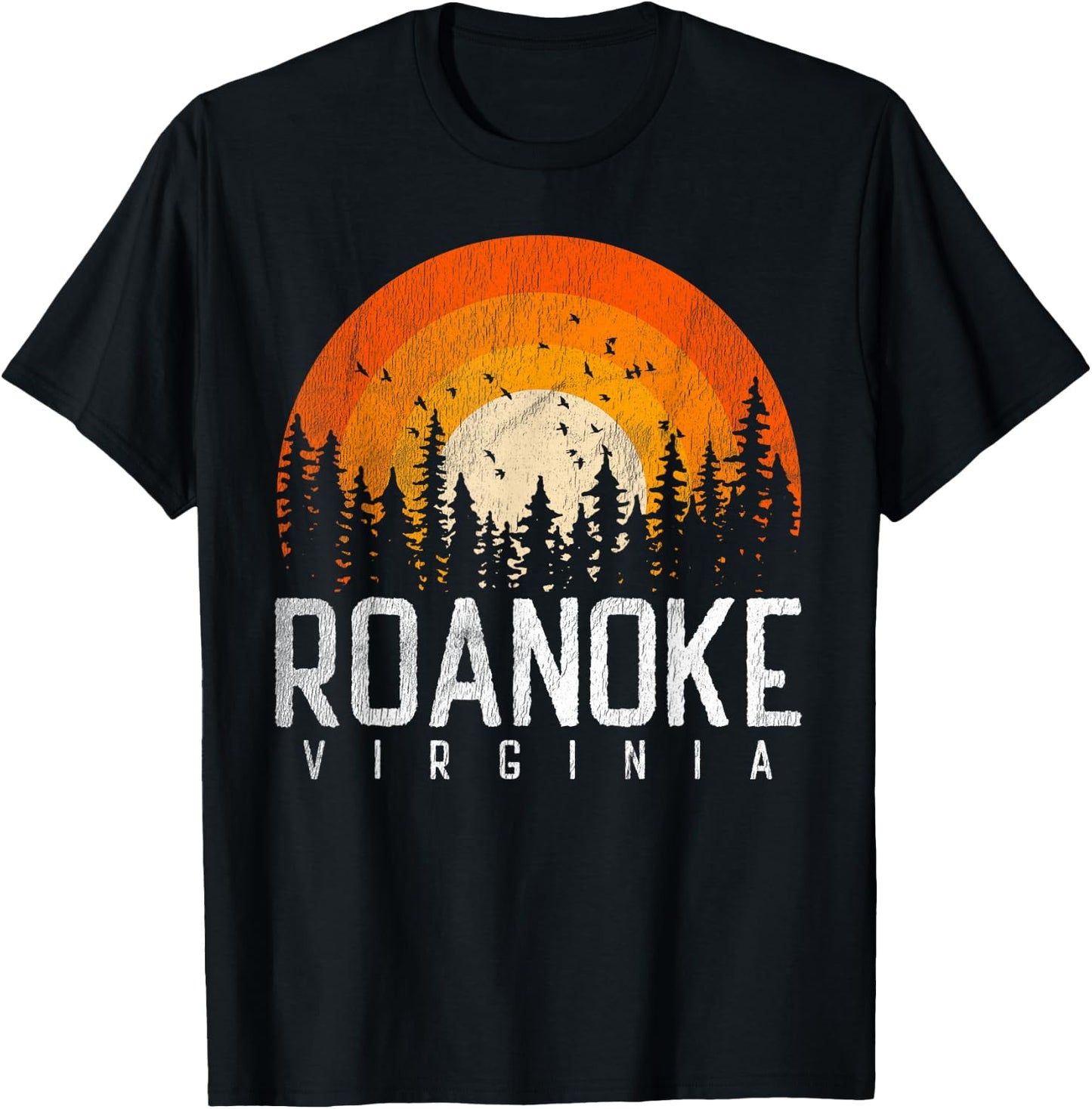Roanoke Virginia VA Shirt Vintage 70s 80s 90s Retro Gift T-Shirt - T-Shirt | Black