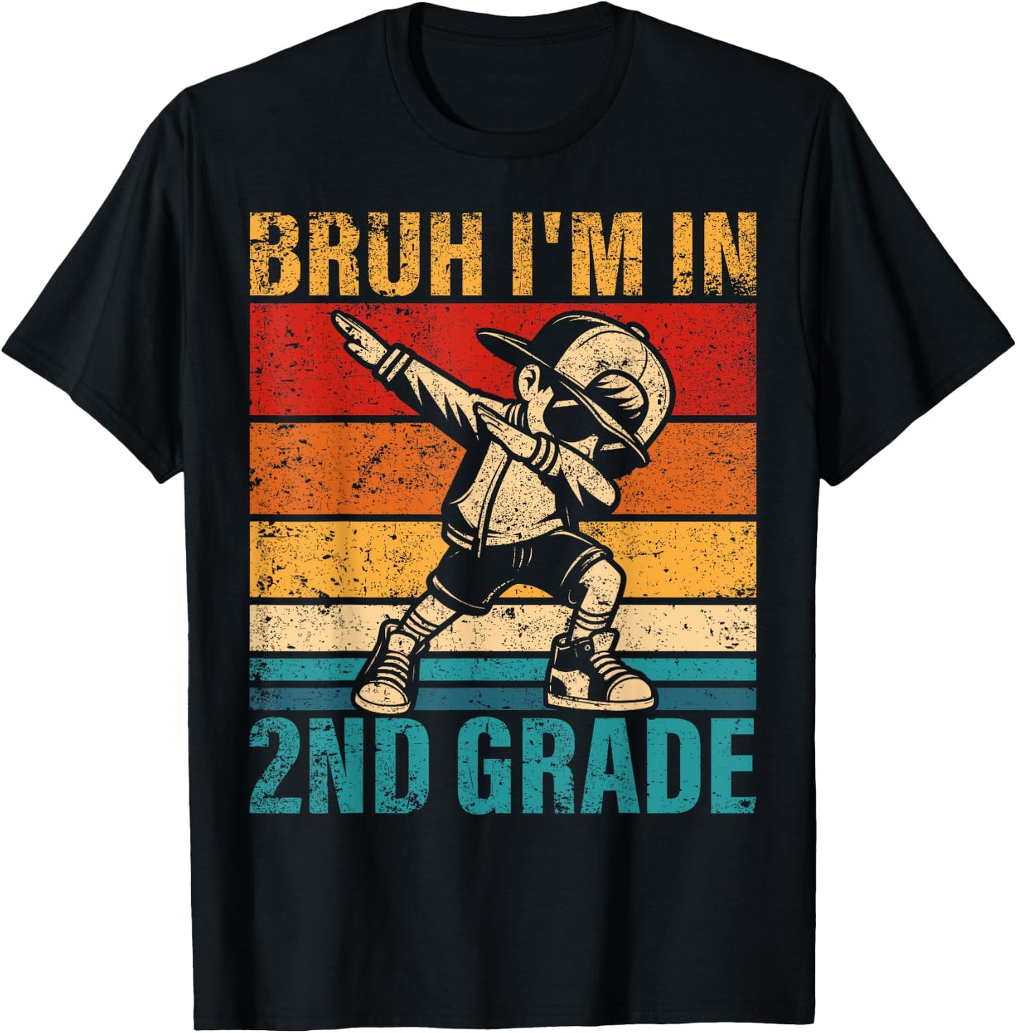 Second Grade Dabbing Boy Bruh I'm in 2nd Grade Student T-Shirt - T-Shirt | Black