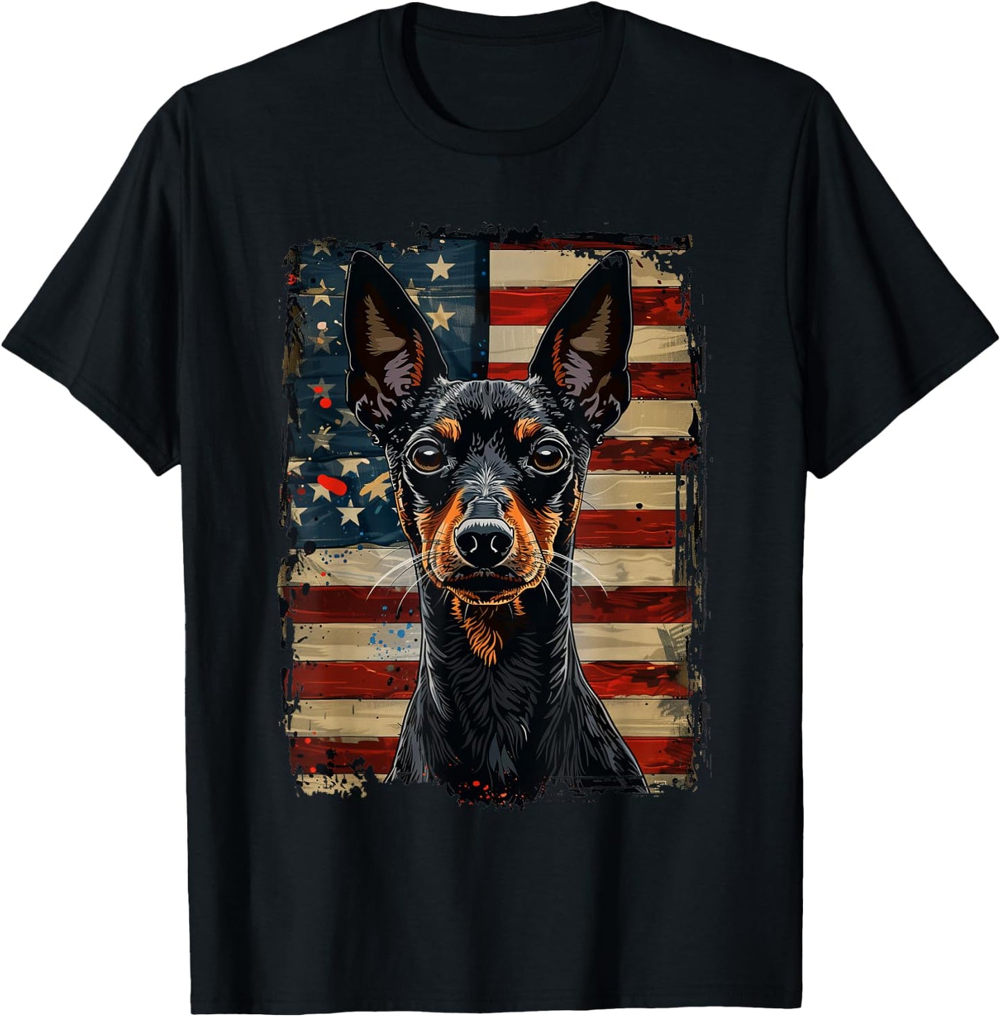 Manchester Terrier American Flag T-Shirt - T-Shirt | Black