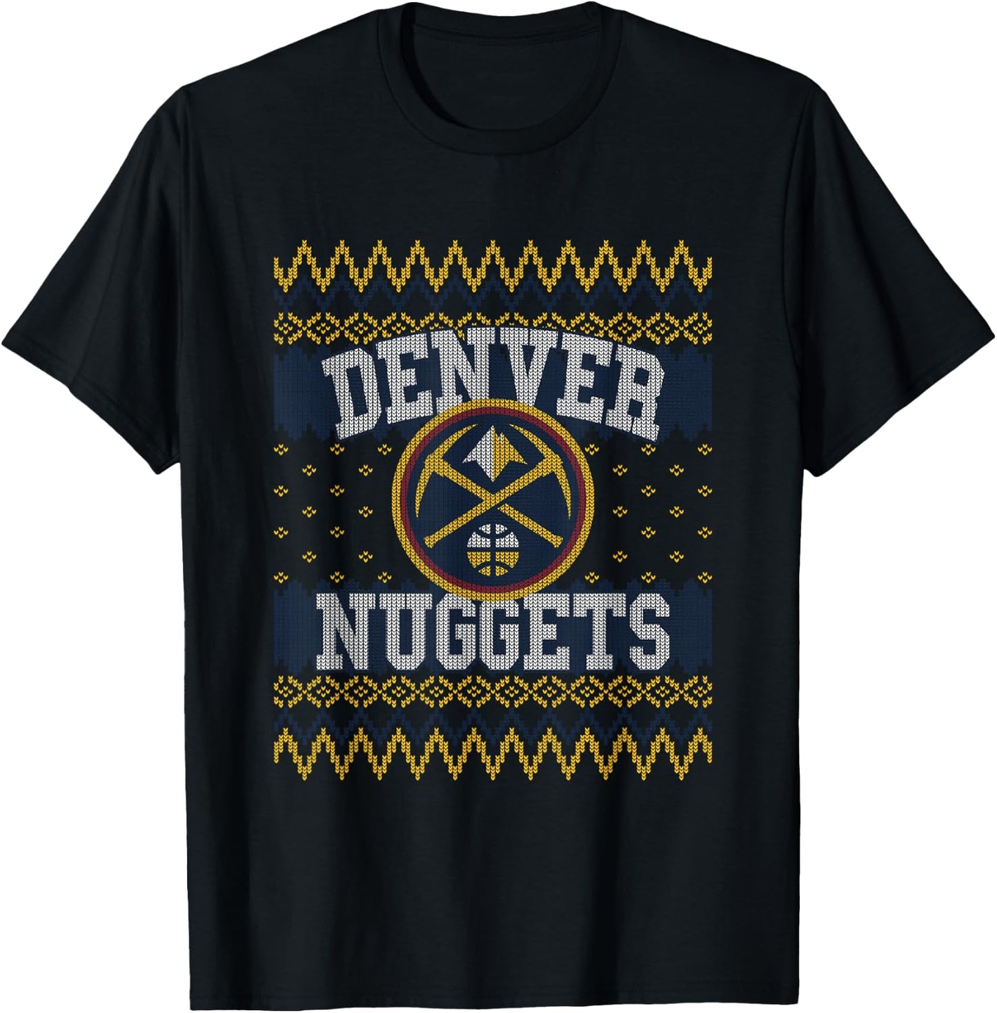 NBA Denver Nuggets Ugly Christmas Sweater Style T-Shirt - T-Shirt | Black