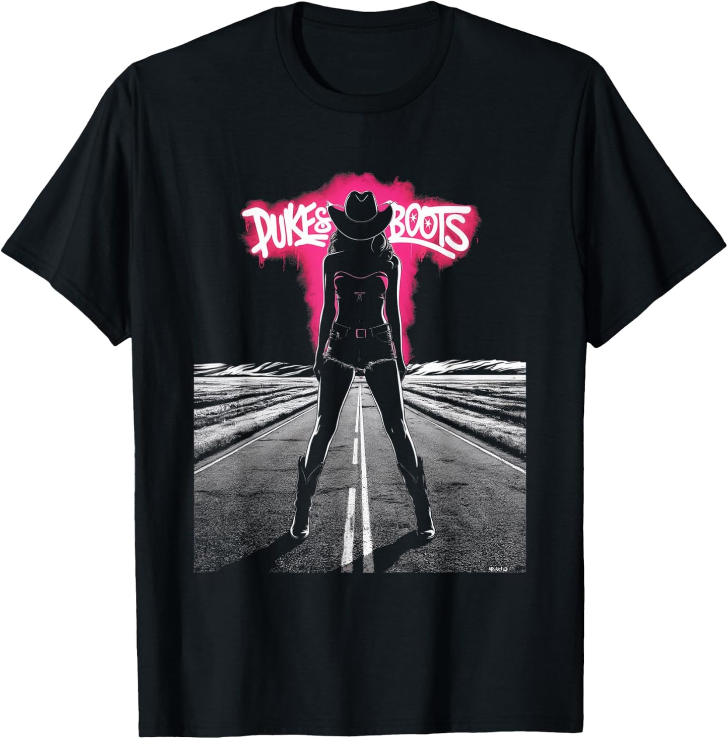 Dukes And Boots Cool Daisy Cowgirl Chick T-Shirt - T-Shirt | Black