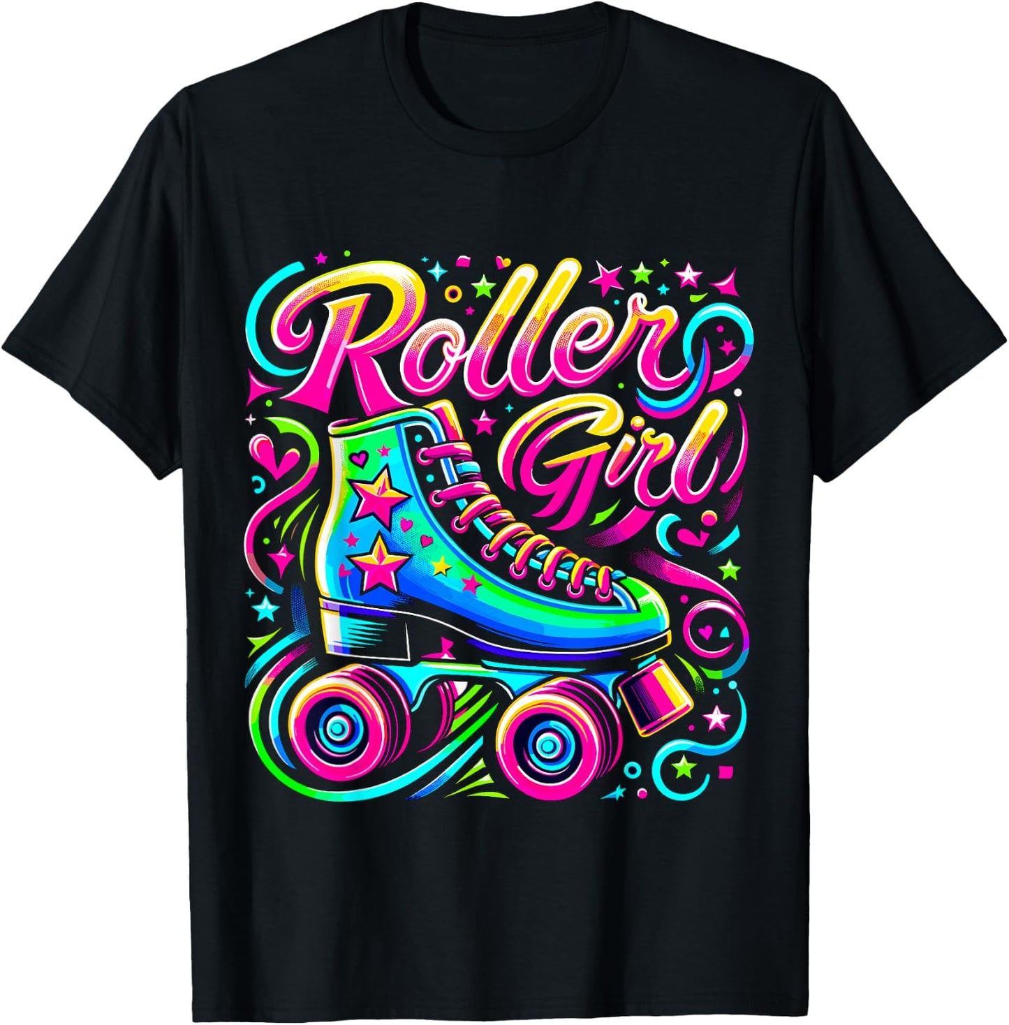 Roller Girl Roller Skates 90s 80s T-Shirt - T-Shirt | Black