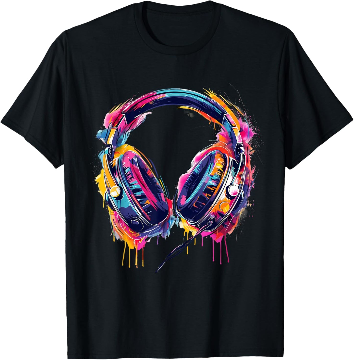 Headphones Music DJ Splash EDM Beatmaker Techno House Music T-Shirt - T-Shirt | Black