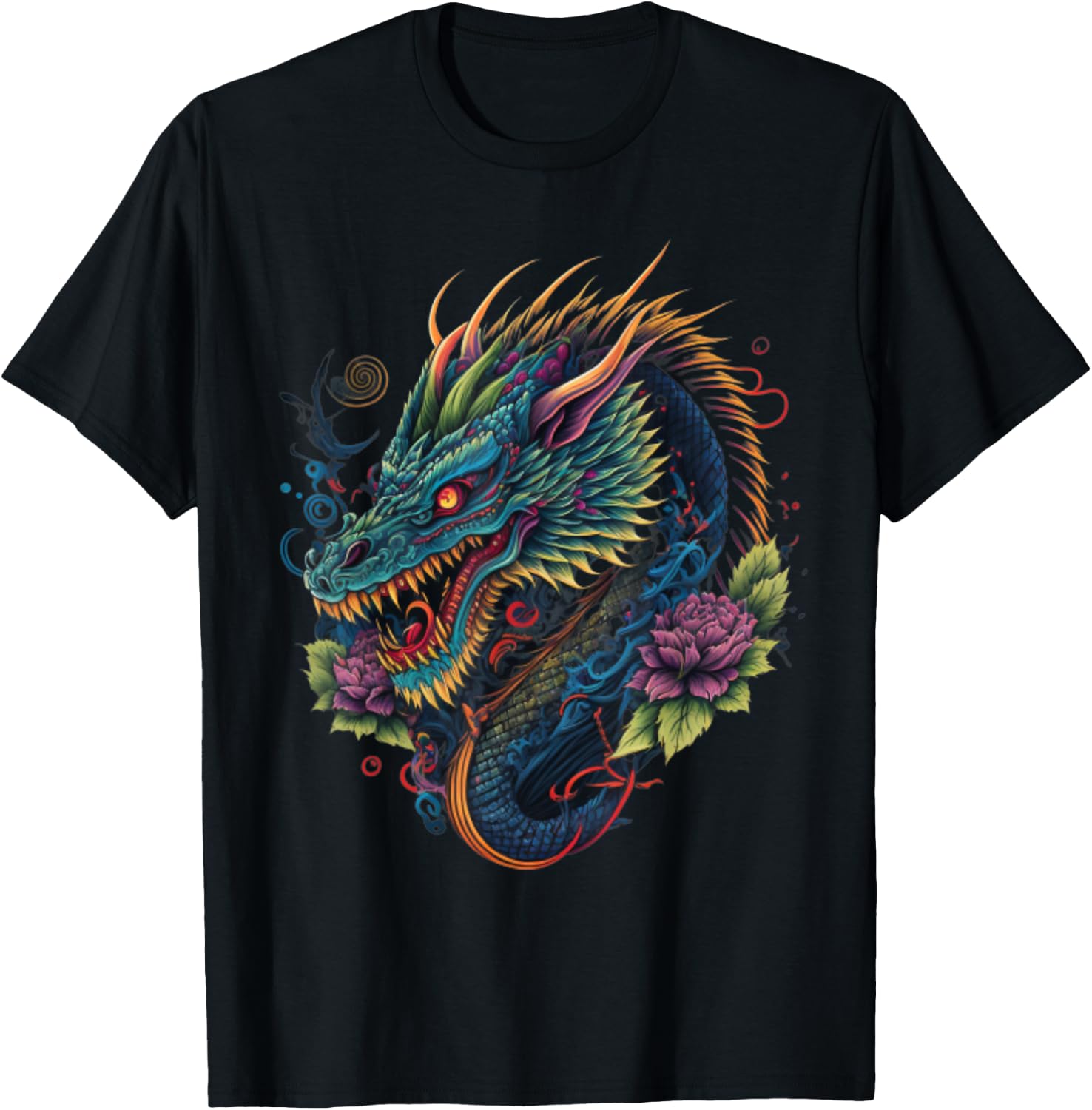 Chinese Asian Culture Dragon Japanese T-Shirt - T-Shirt | Black