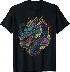 Chinese Asian Culture Dragon Japanese T-Shirt - T-Shirt | Black