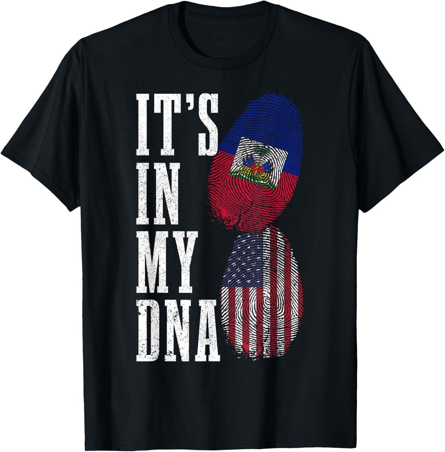 Haiti USA It's in My DNA American Flag Pride Haitian Roots T-Shirt - T-Shirt | Black
