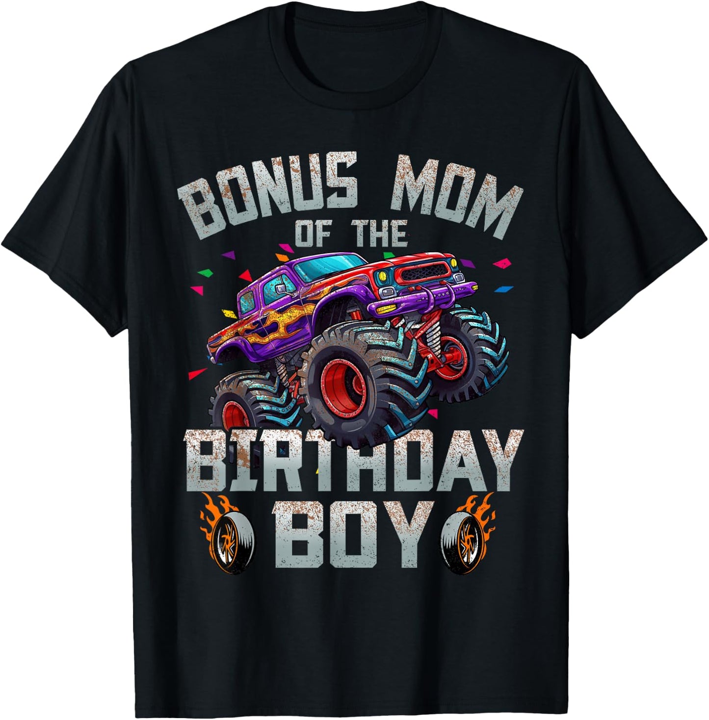 Bonus Mom Of The Birthday Boy Monster Truck Family T-Shirt - T-Shirt | Black