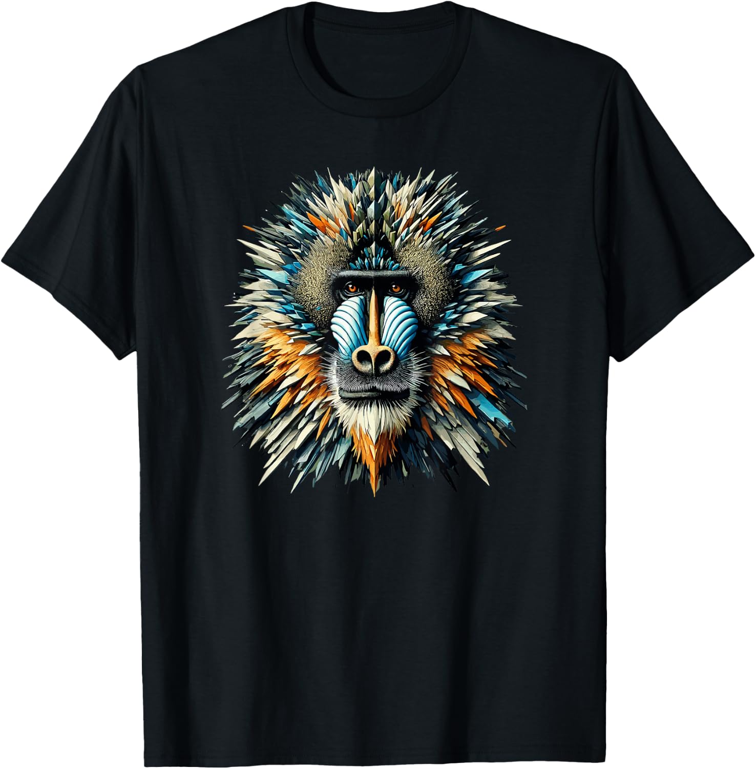 Polygon Art Mandrill Mandrills T-Shirt - T-Shirt | Black