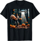 Bigfoot Sasquatch Turkey UFOs Funny Thanksgiving Day Pumpkin T-Shirt - T-Shirt | Black