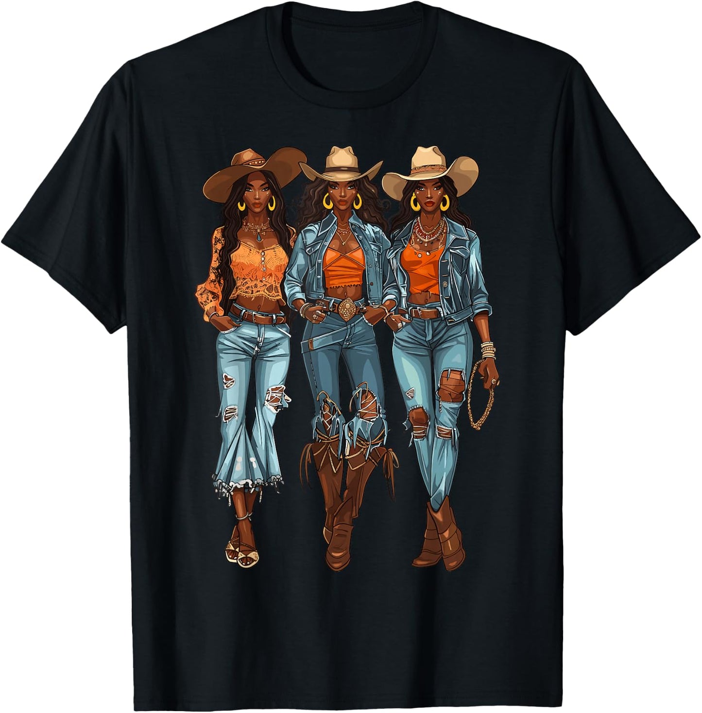 Black Cowgirl Vibes Melanin Black History Texas T-Shirt - T-Shirt | Black