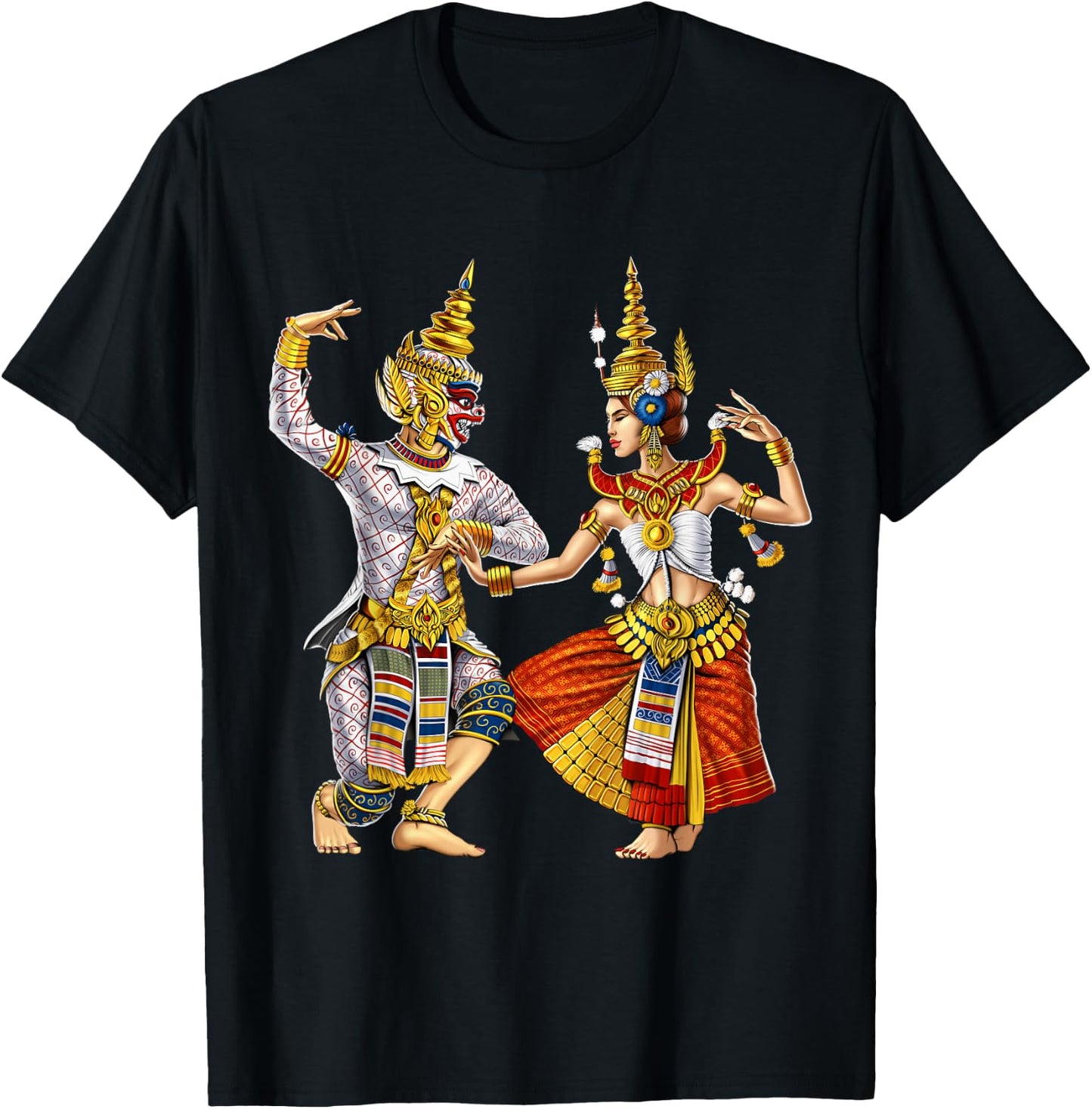 Cambodian Khmer Traditional Dance Apsara Cambodia Dancers T-Shirt - T-Shirt | Black