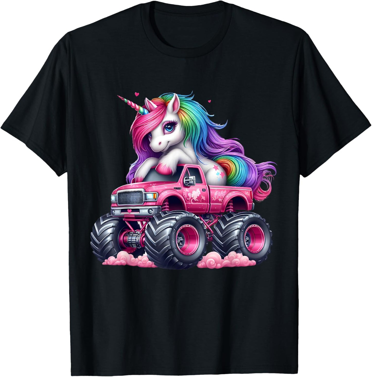 Monster Truck Unicorn Birthday Party Monster Truck Girl T-Shirt - T-Shirt | Black