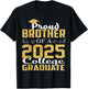 Proud Brother Of 2025 Graduate College Shirt Graduation T-Shirt - T-Shirt | Black