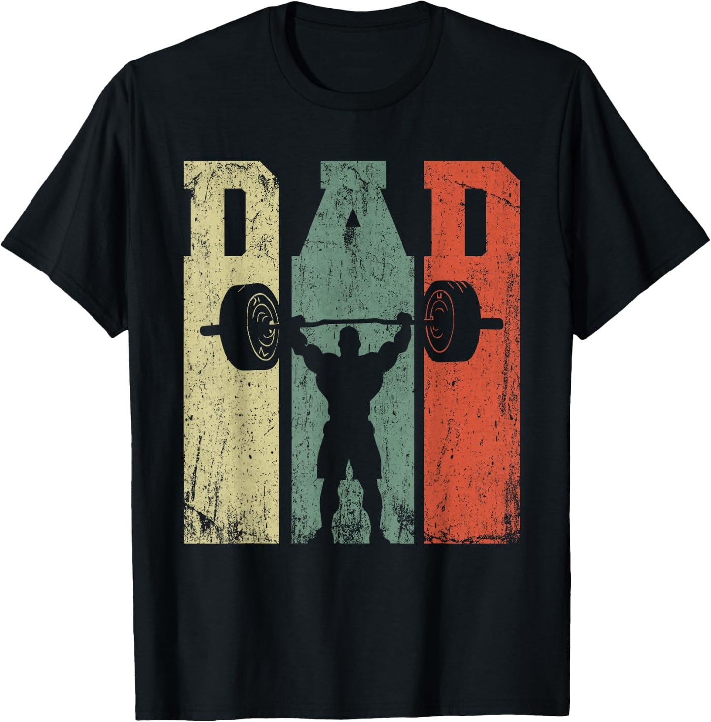 Vintage Weightlifting Dad Daddy Silhouette Gym Father's Day T-Shirt - T-Shirt | Black