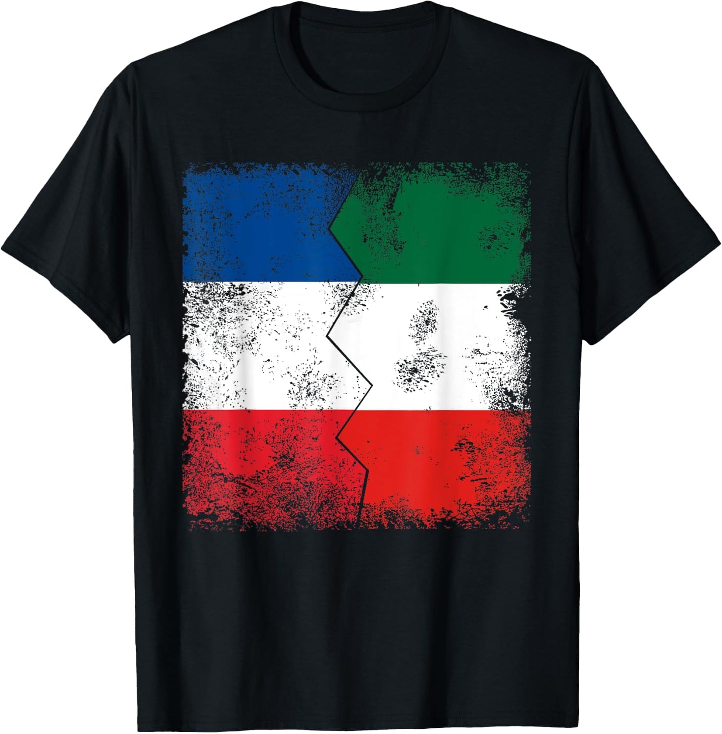France Italy Flags | Half Italian French Roots Italia T-Shirt - T-Shirt | Black