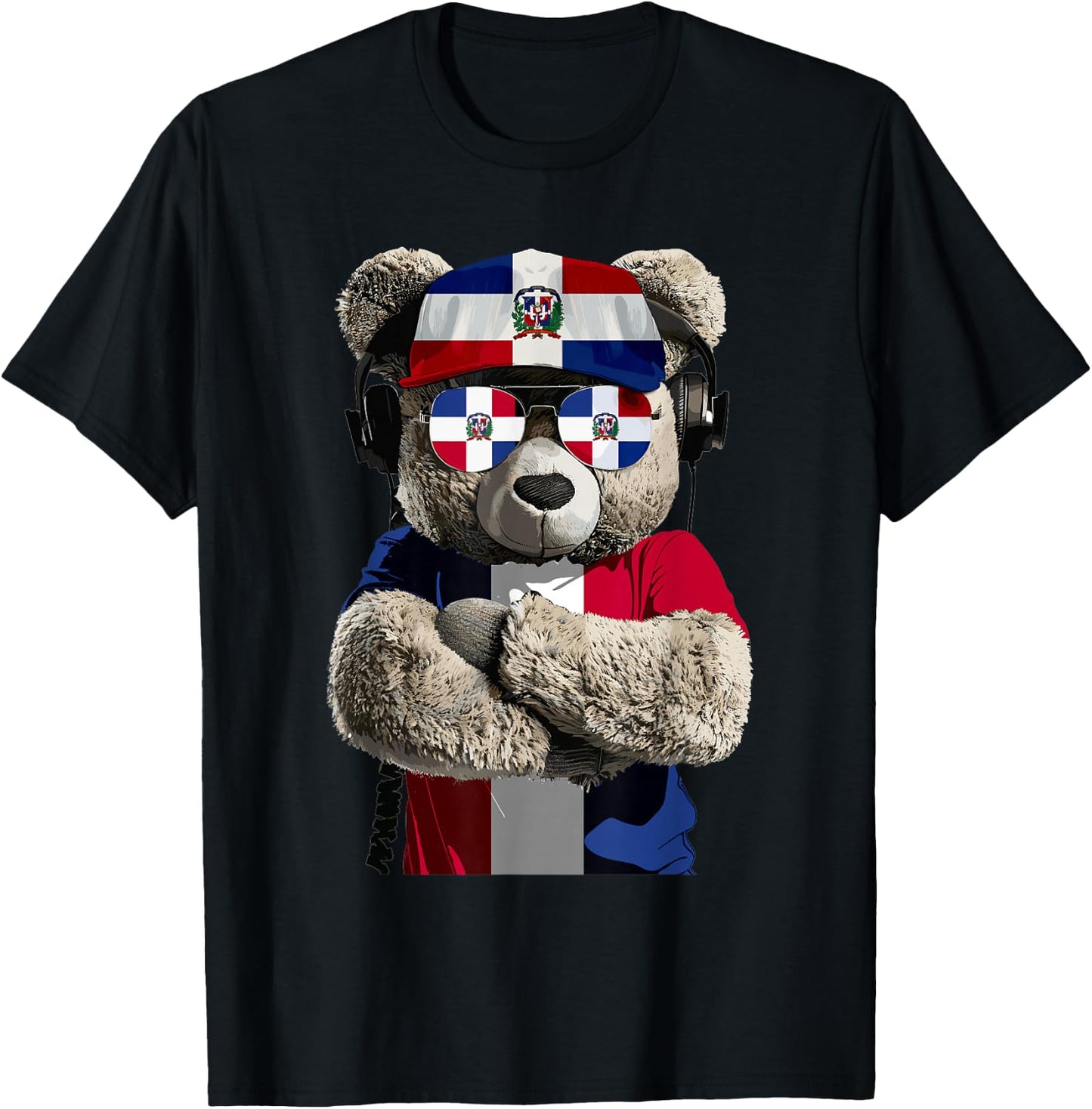 Dominican Flag Bear Souvenirs Products Dominican Republic T-Shirt - T-Shirt | Black