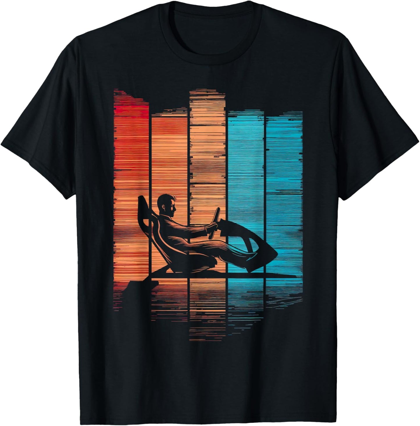 Sim Racing Retro Stripes T-Shirt - T-Shirt | Black