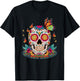 Sugar Skull Butterfly Day of Dead Halloween Dia De Muertos T-Shirt - T-Shirt | Black
