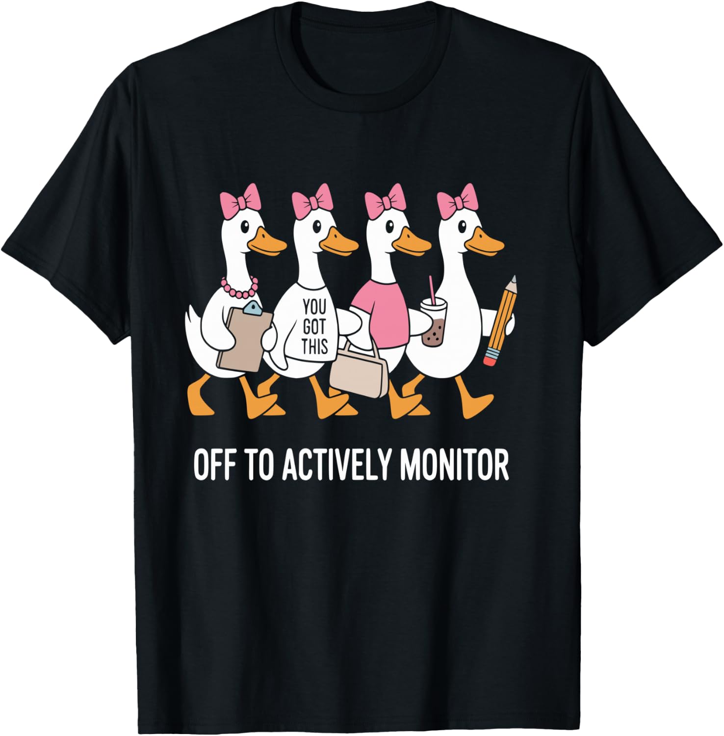 Off to Actively Monitor Teacher Testing Day Goose T-Shirt - T-Shirt | Black