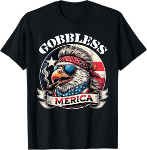 GOBBLESS Merica Patriotic Eagle Mullet American Hoss flag Women Men T-Shirt - T-Shirt | Black