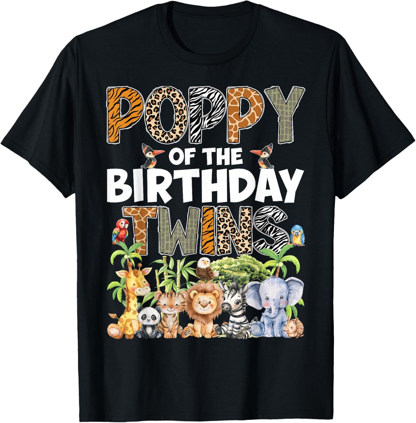 Poppy Of The Birthday Twins Safari Wild Zoo Animals T-Shirt - T-Shirt | Black