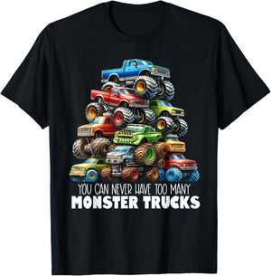 You Can Never Have Too Many Monster Trucks Boys Big Trucks T-Shirt - T-Shirt | Black