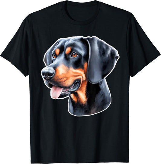 Black and Tan Coonhound Dog Portrait T-Shirt - T-Shirt | Black