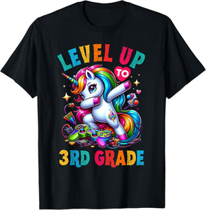 Unicorn video games back to School 3rd grade Girls Level up T-Shirt - T-Shirt | Black